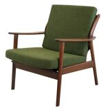 Mid century teak De Ster fauteuil 'Holtet' nieuwe bekleding
