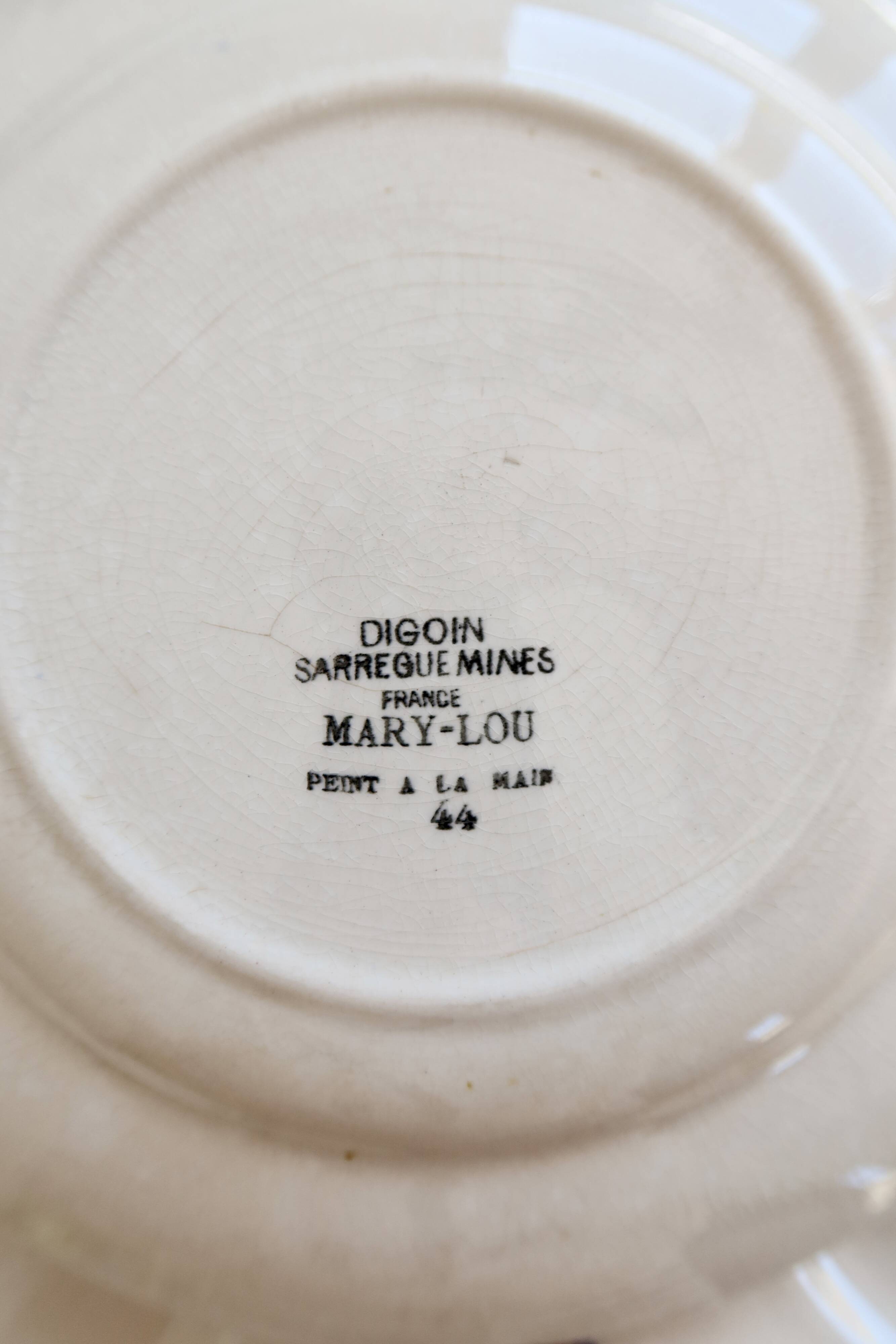 4 vintage flat plates Digoin Sarreguemines model Mary-Lou