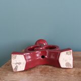 Art Deco ceramic candlestick, burgundy