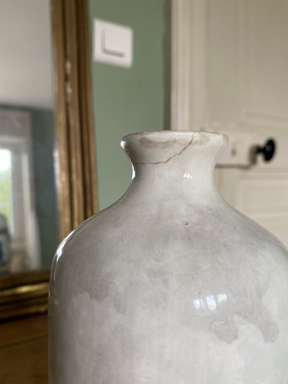 Handcrafted ceramic vase village scene Crete 70s