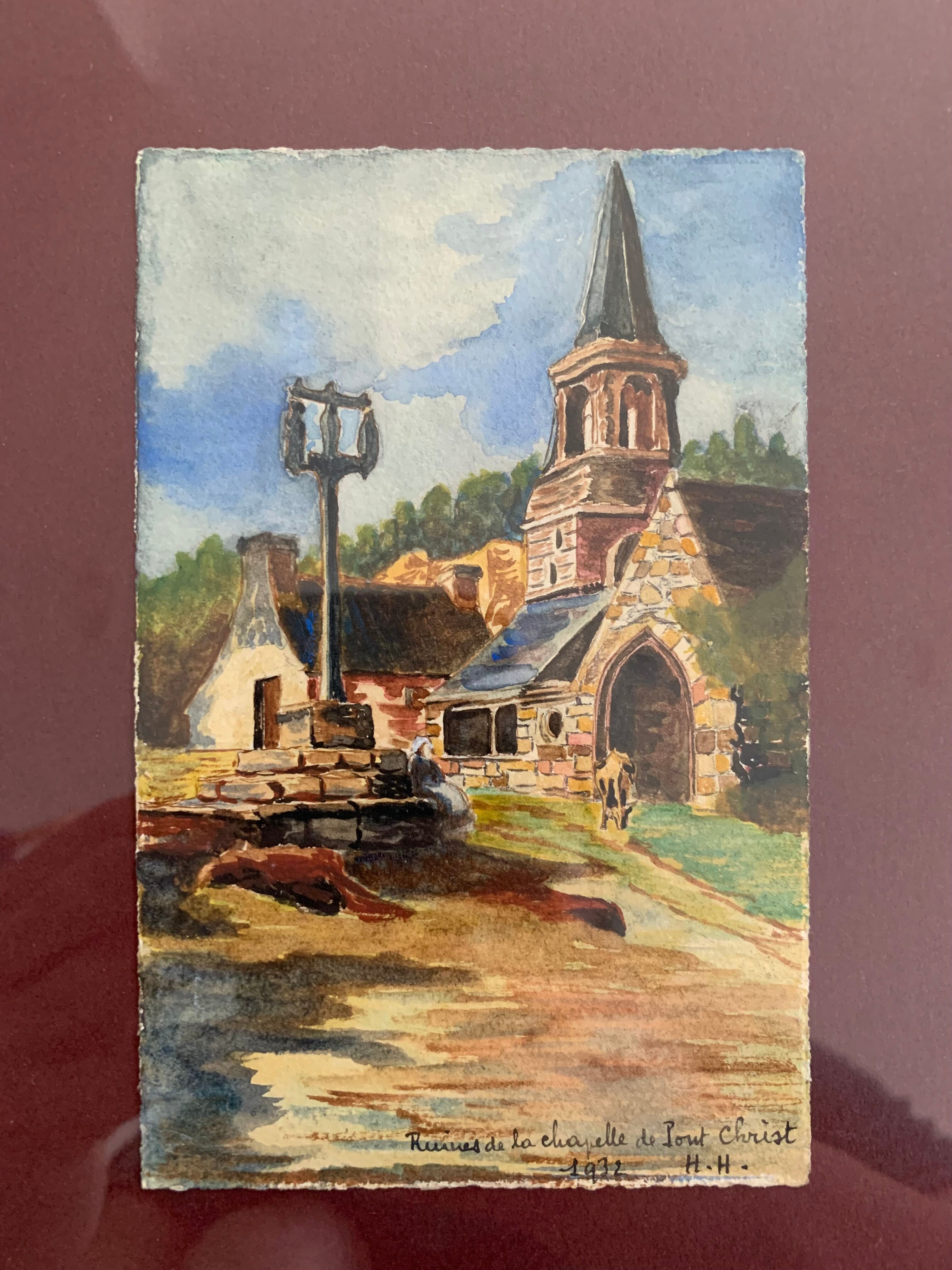 Old watercolor, Pont Christ chapel 1932