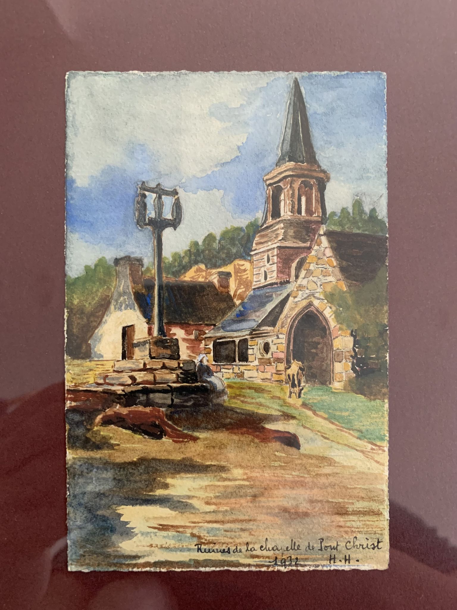 Old watercolor, Pont Christ chapel 1932