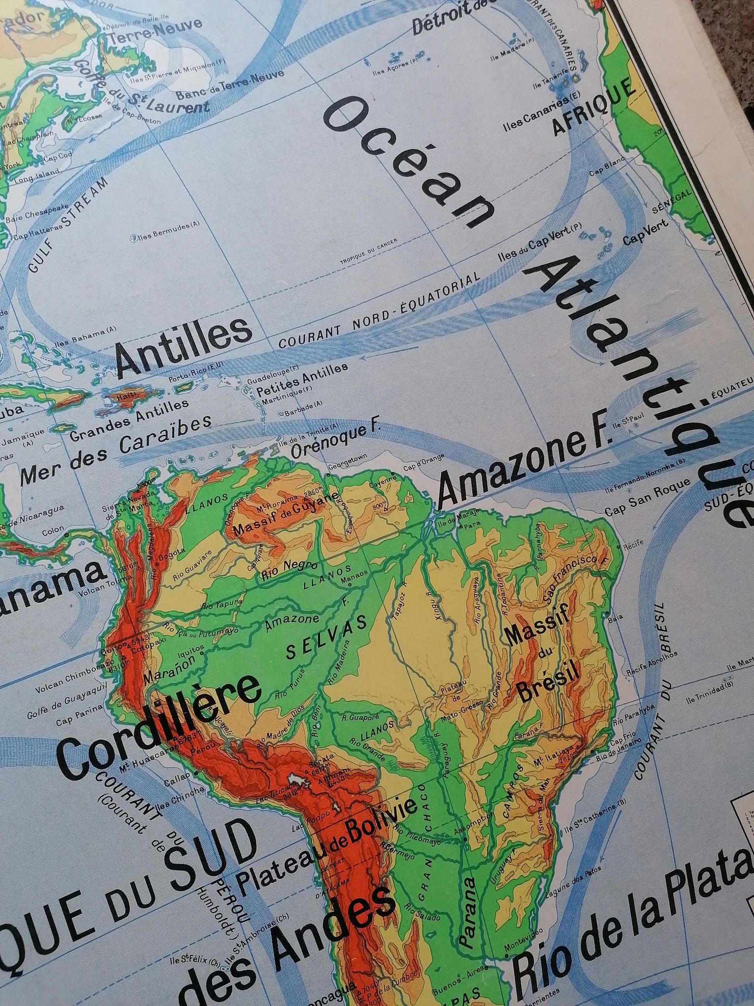 Ancienne carte physique Continent américain Vidal-Lablache