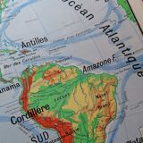 Old physical map American continent Vidal-Lablache