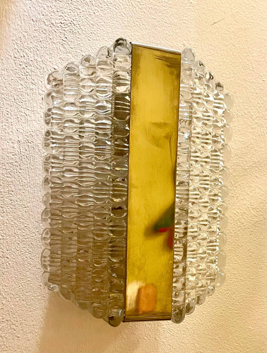 Kaiser Leuchten wall lamp ice glass 1970