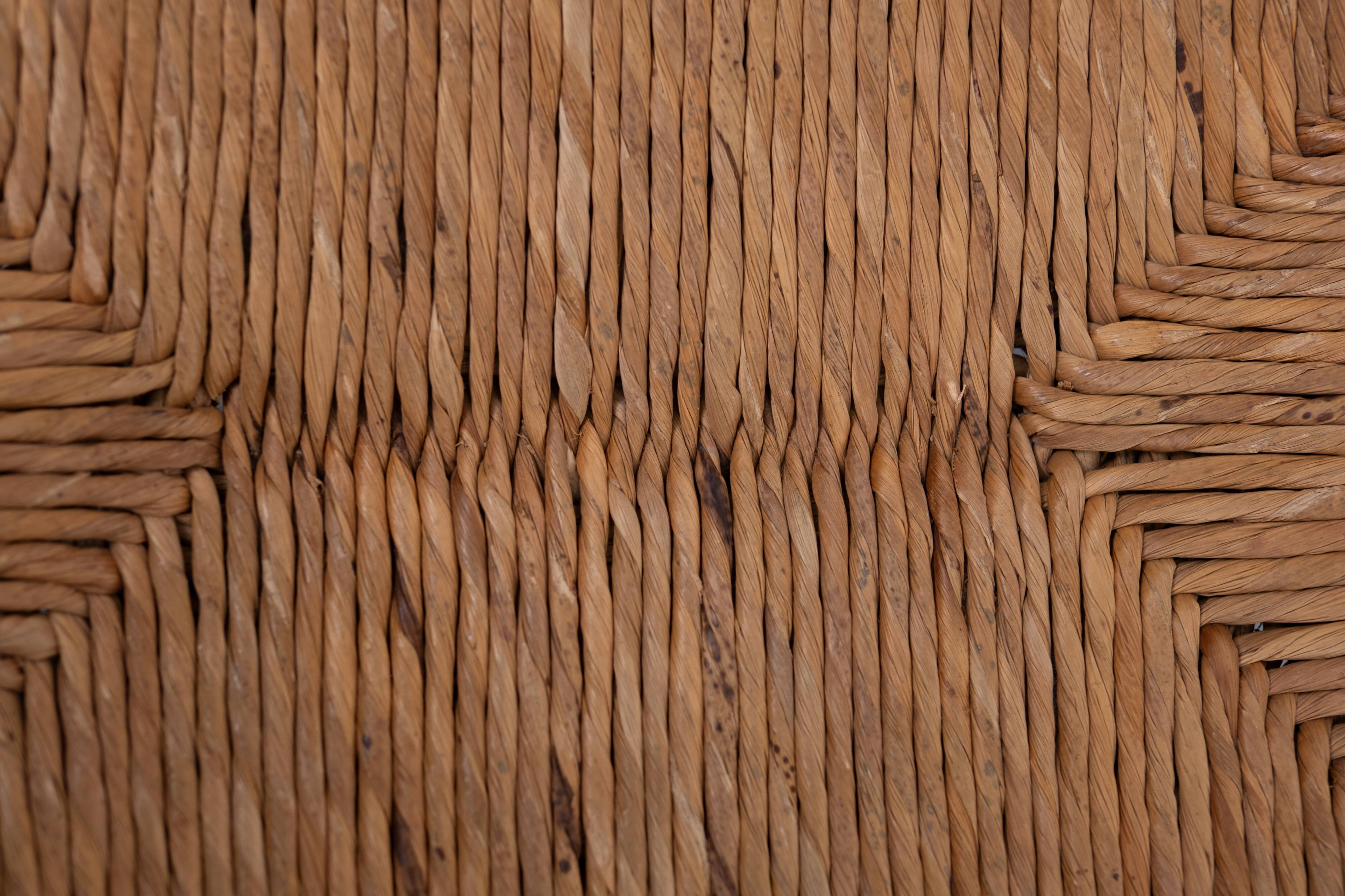 Brutalist curved solid Oak Ottomans 1950s France