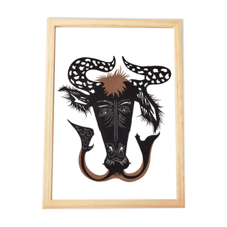 Original lithograph Jean Lurçat "Mermaid Bull of Aden"