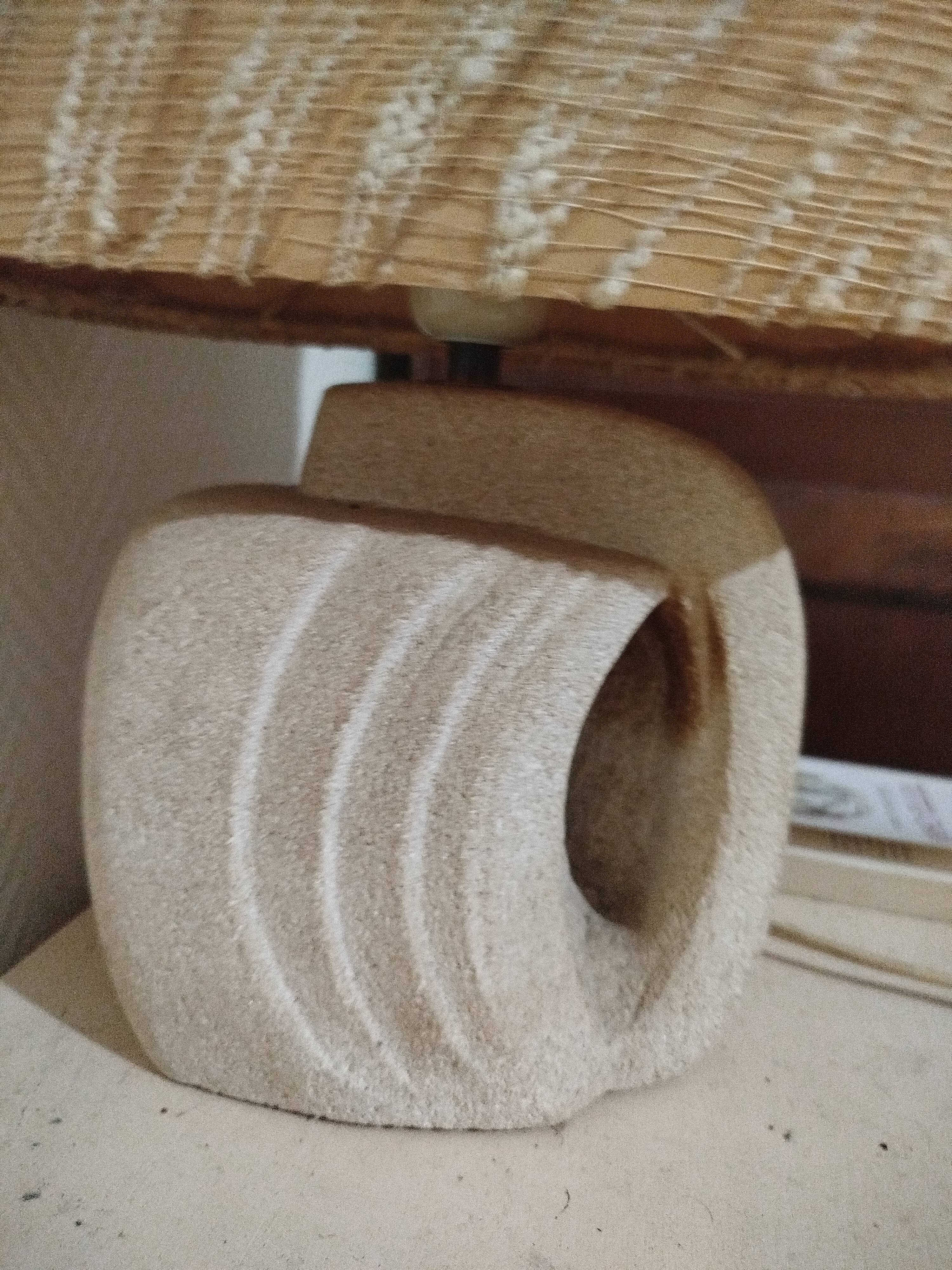 Brutalist lamp in carved stone by Albert Tormos.