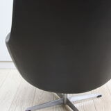 Fauteuil pivotant vintage en similicuir noir par Pastoe 60s