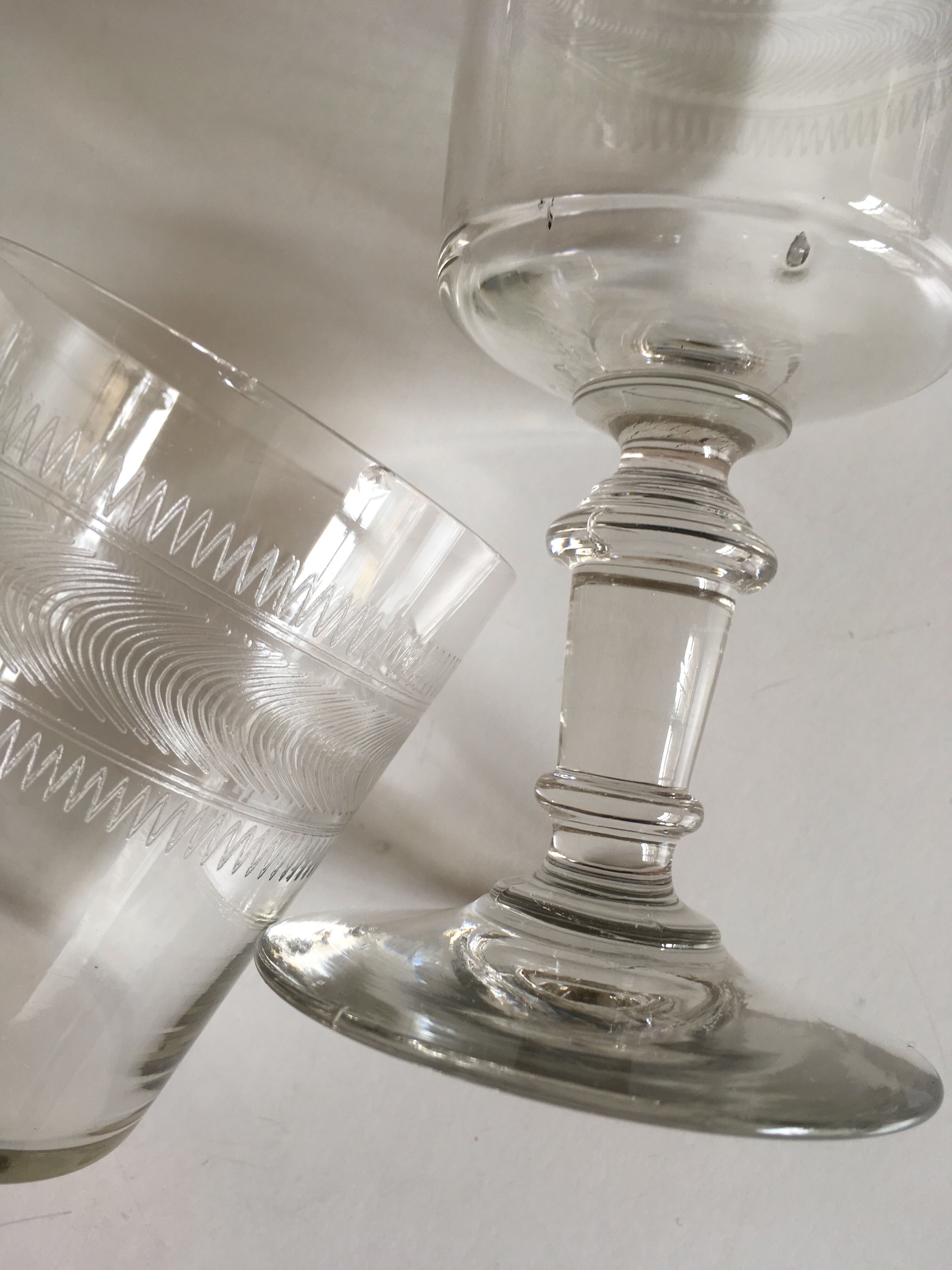 set of 9 serious roll 19th zigzag water glasses