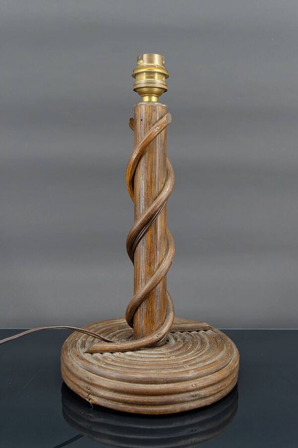 Lampe en rotin Louis Sognot, France circa 1950