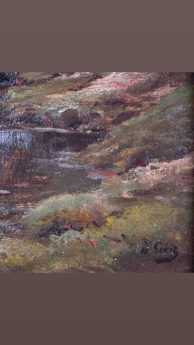 Louis Marius Gueit 1877-1956 The Dawn in the Landes signed Hsp 42 x 53cm