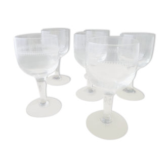 Set of 6 old balloon-shaped wine glasses