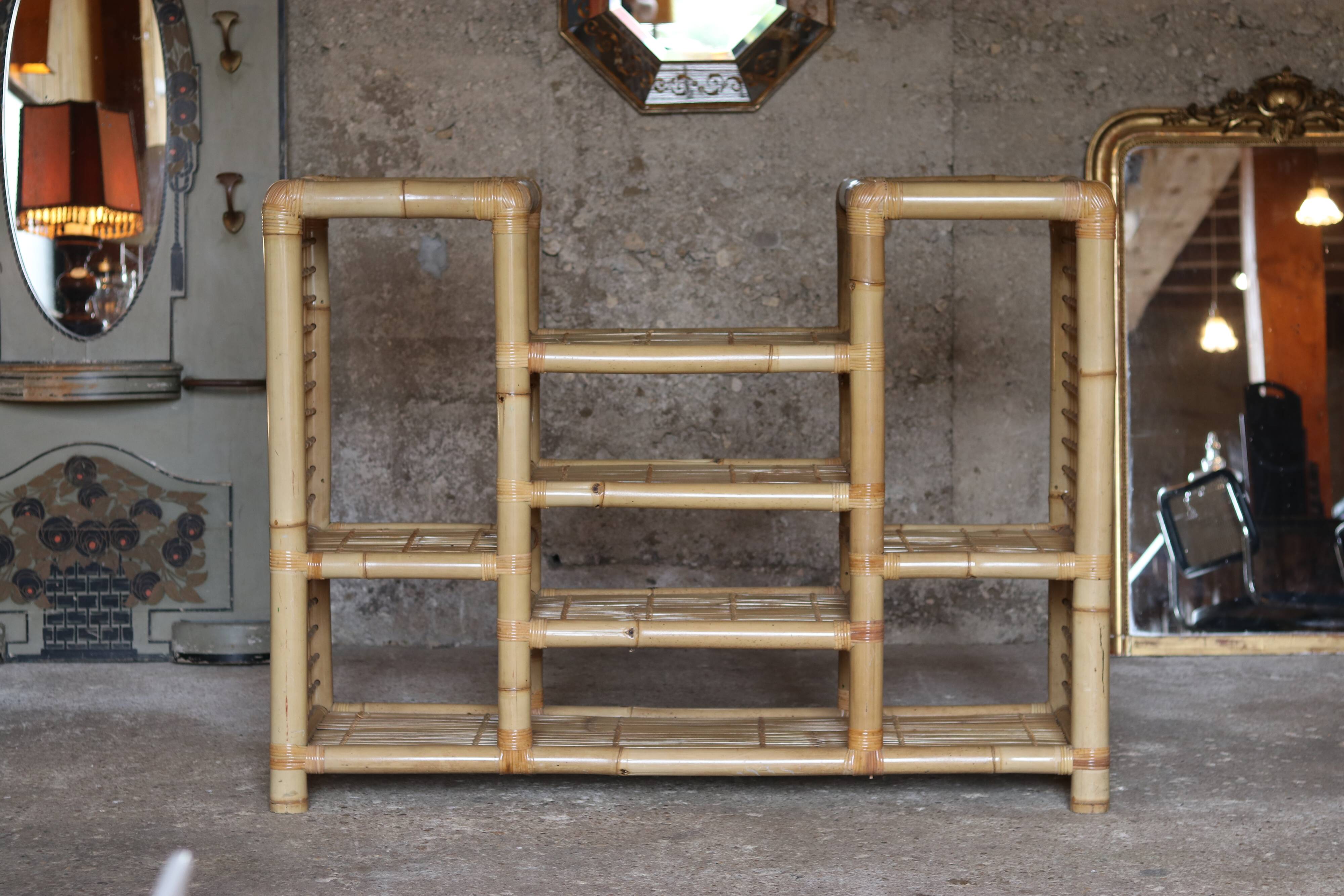 Spectacular vintage bamboo shelf