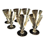 Set of 7 glass red wine glasses from the 1930s 1940s tableware