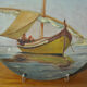 Set of 3 dishes 19th century terracotta painting 1895 boat lily lily swan