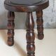 Vintage solid turned wood tripod stool