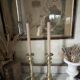 Pair of 19th century guilloche brass candlesticks