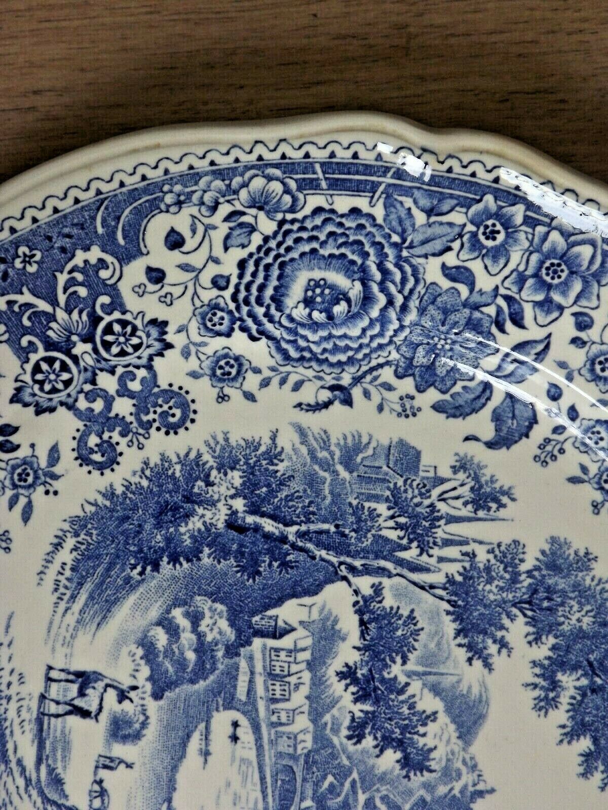 Villeroy And Boch Blue And White Pottery Burgenland Design 4 Dinner Plates 3511