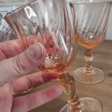 Set of 4 vintage Rosaline wine glasses in translucent glass