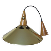 Suspension scandinave en teck et métal doré années 70