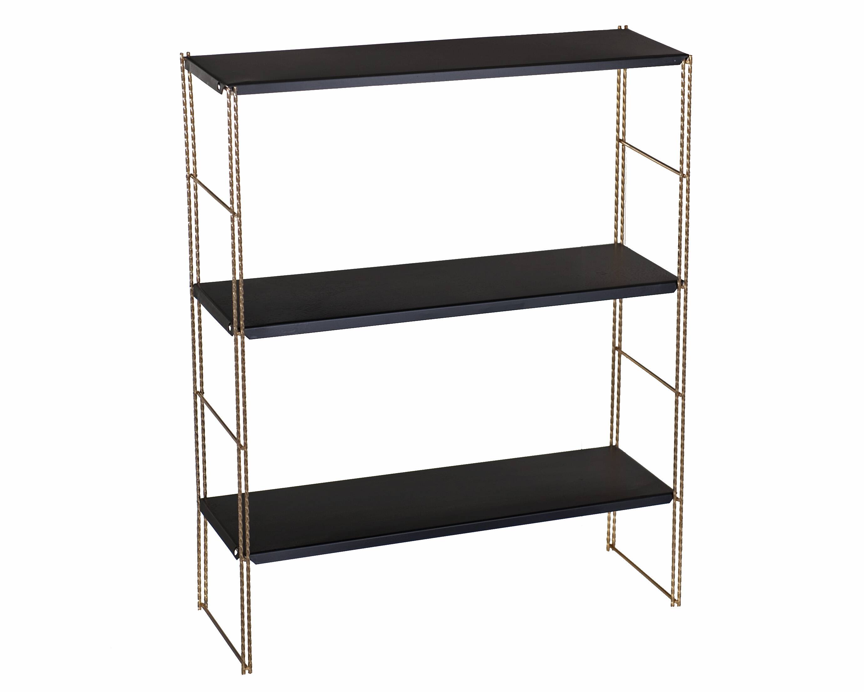 2 wall shelves string in gold and black metal with twist year 60
