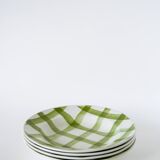 Set of 4 Moulin des Loups soup plates, Scottish model, green tiles, 1950