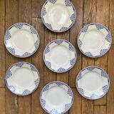 Set of 7 vintage Moulin des Loups soup plates from the 1950s, “Pantin” decor