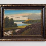 Painting „The Landscape with Hills”, Scandinavian design, 1970s, by V. Kier