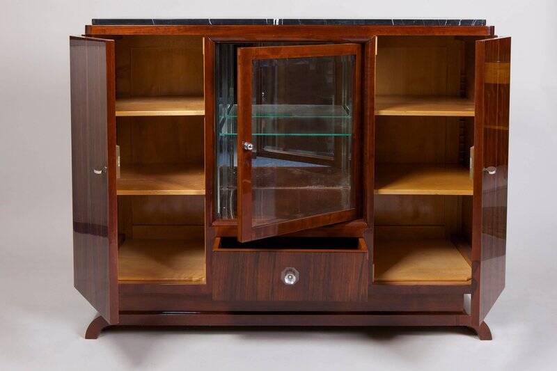 Vintage Art Deco French Sideboard with Marble Desk, 1930s