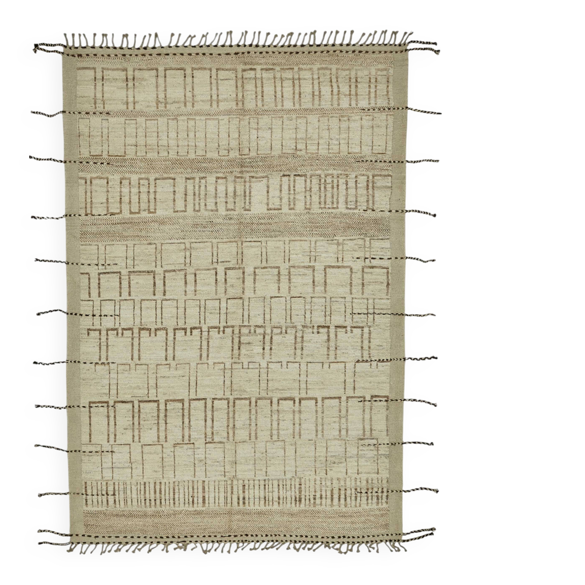 Handmade Tribal Decorative 204 cm x 301 cm Beige Wool Carpet