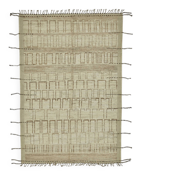 Tapis décoratif tribal fait main en laine beige 204 cm x 301 cm