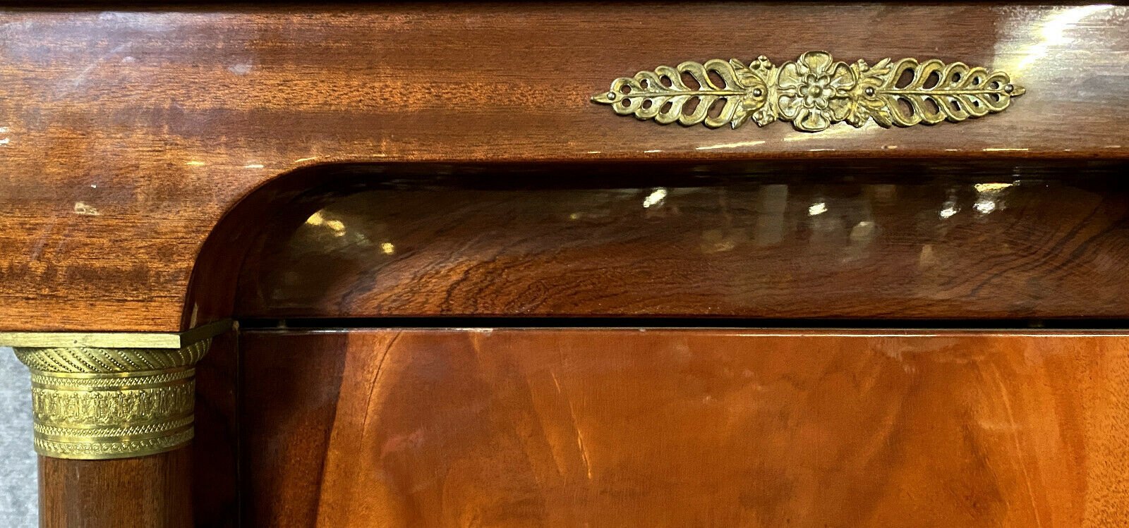 Empire library in varnished mahogany around 1950