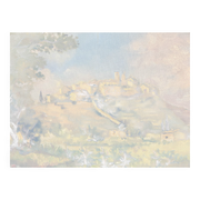 A painting representing a village in Tuscany.