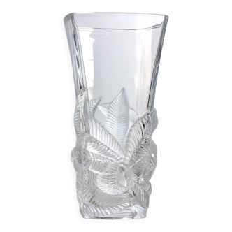 Vase vintage - verre taillé - décor châtaignes - 1970