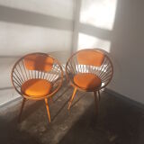 A pair of vintage circle chairs by Yngve Ekstrom