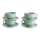 Set of 4 soup / consommé cups and saucers in ceramic.