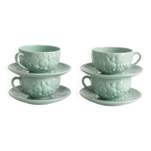 Ensemble de 4 tasses à bouillon / consommés et sous-tasses en céramiqu