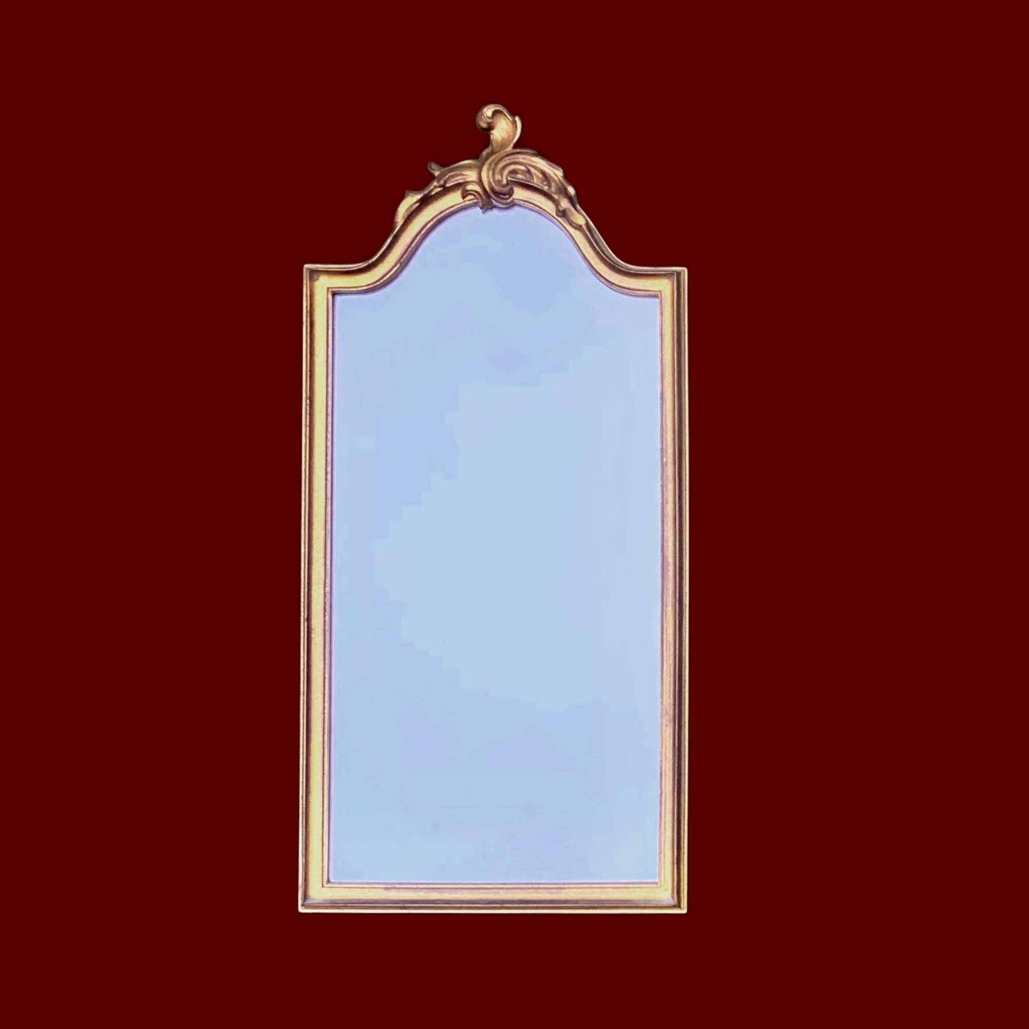 Antique Deknudt mirror in golden resin - 70 x 34 cm
