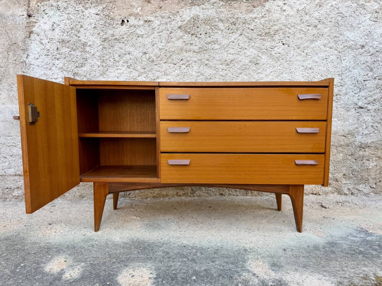 ✨ Superb Scandinavian sideboard convertible into a dressing table – Teak – 1950s