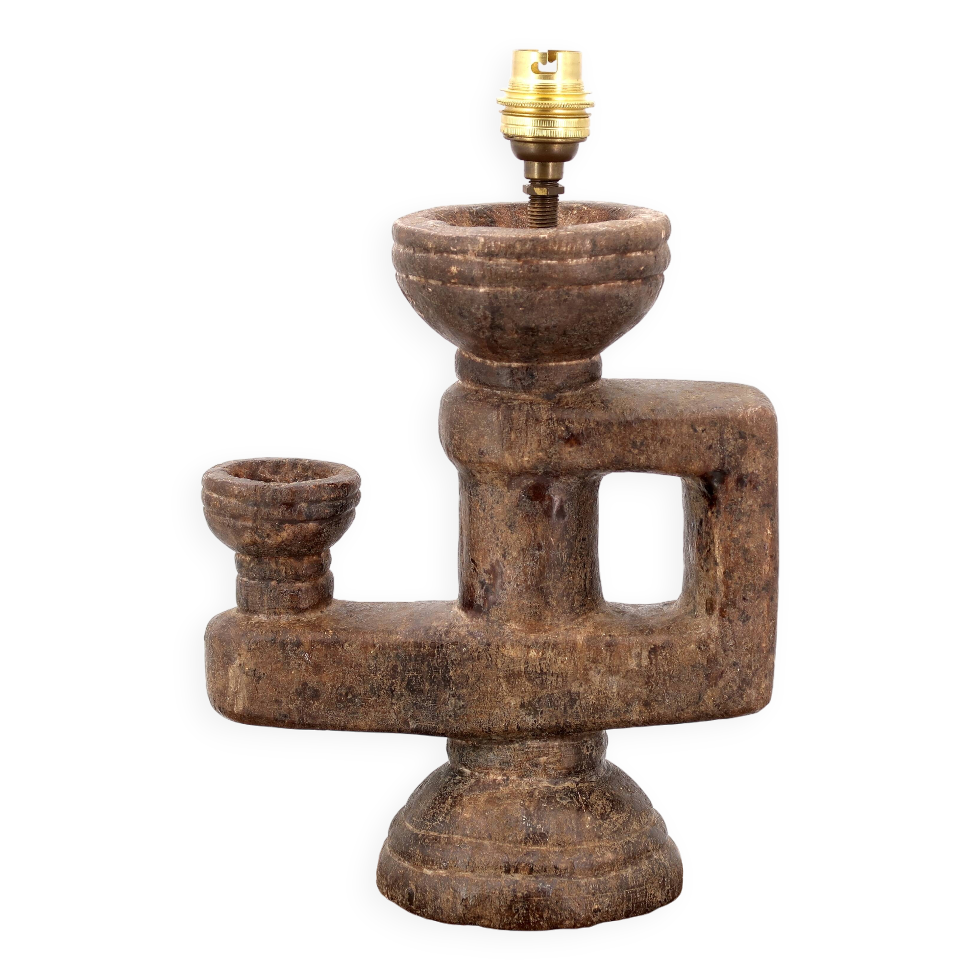 Lampe Marocaine sculpturale taillée dans la pierre, années 80