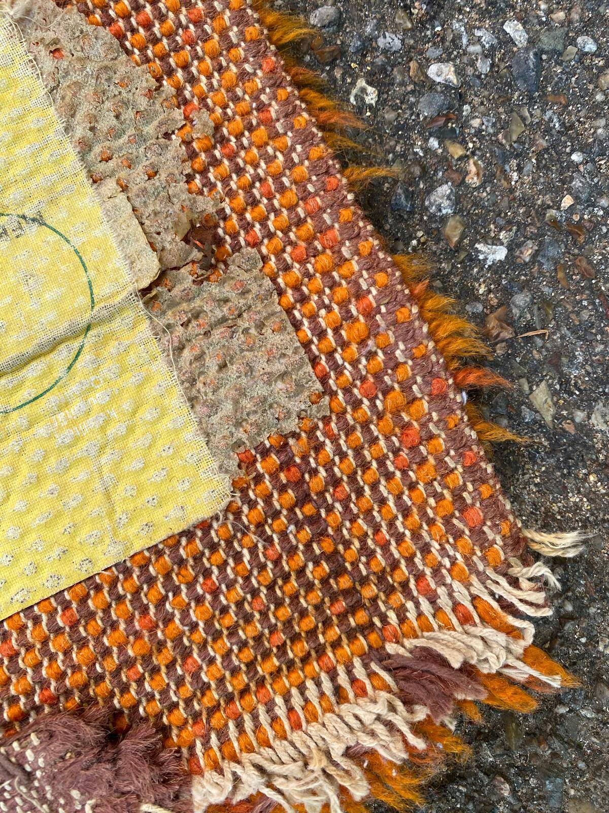 Large vintage shaggy carpet DESSO Menuette 200x300 cm orange & brown 1970