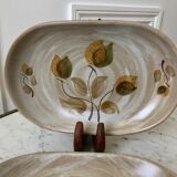 pair of sandstone / ceramic raviers Niderviller Doria Ste Radegonde hand painted 70s