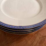 Lot 5 Plate Porcelain Limoges Blue Gold Betoule & Legrand France