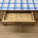 Farmhouse table with enamelled metal top
