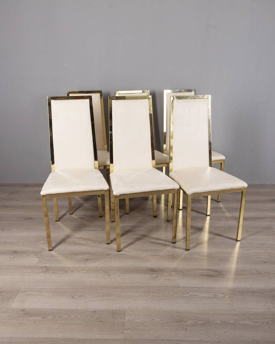Set of 6 Vintage 1970s Chairs in Gold-Plated Brass, Designed by Renato Zevi