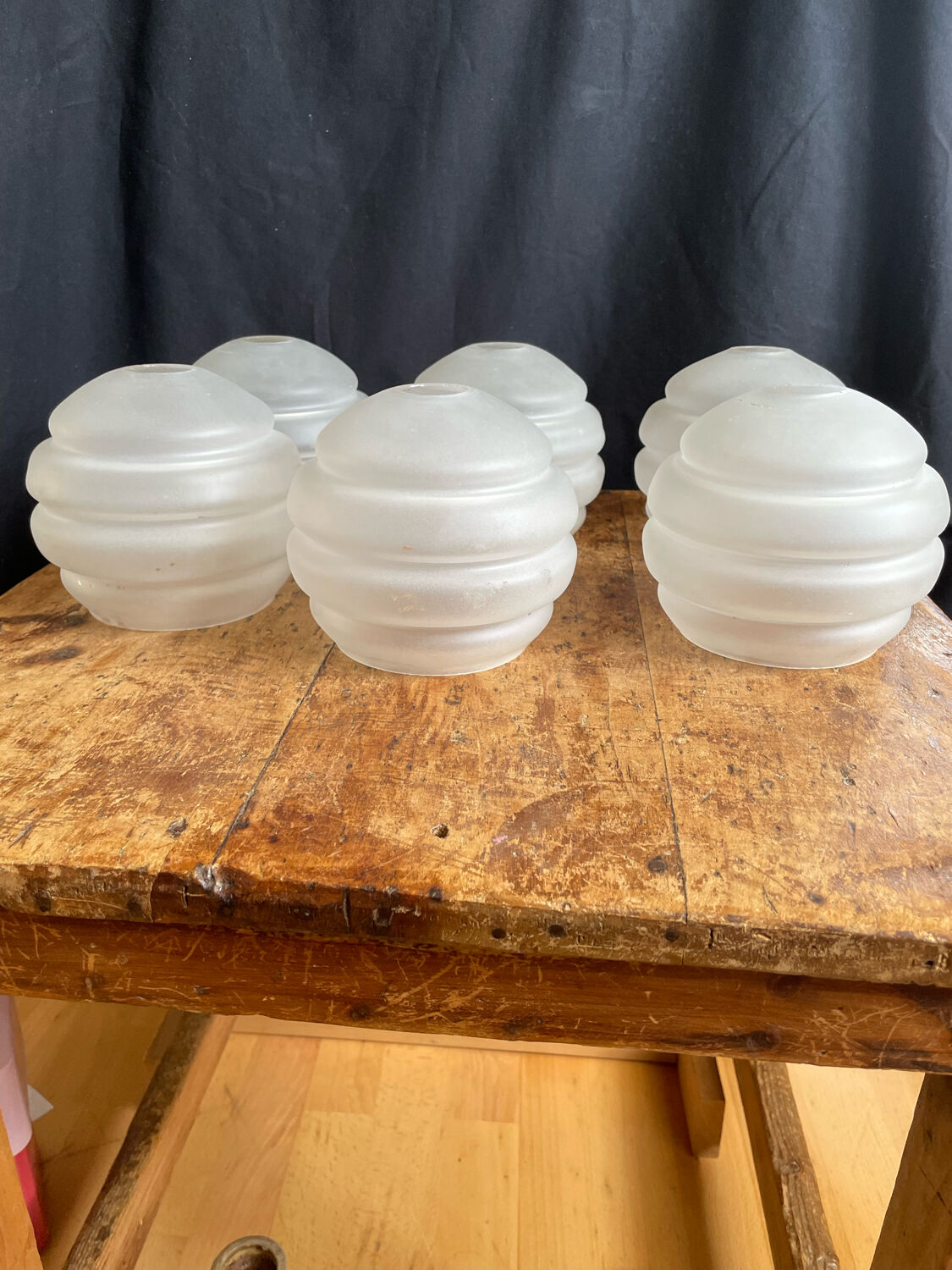 6 art deco lampshade globes in frosted glass