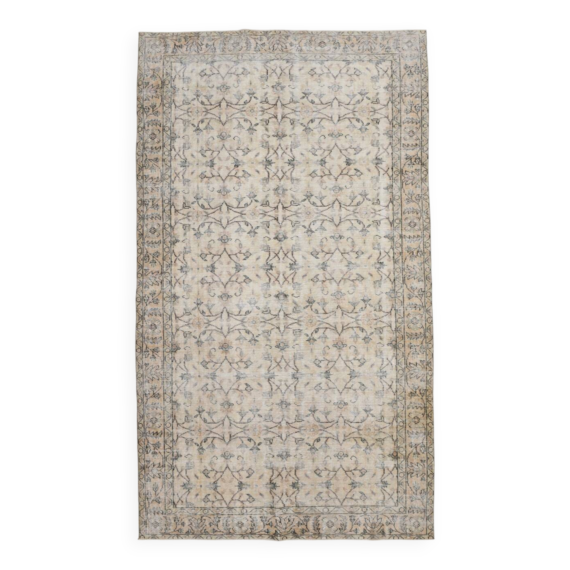 6x10 Vintage Faded Brown & Beige Classic Vintage Rug