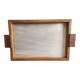 French vintage tray from the 50s, oak and glass
