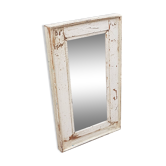 White Mirror Old Teak Wood Patina